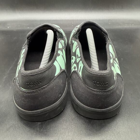 Toms Shoe Mens size 10 Alien Green Black Glow In The Dark UFO Sneaker - Picture 4 of 8